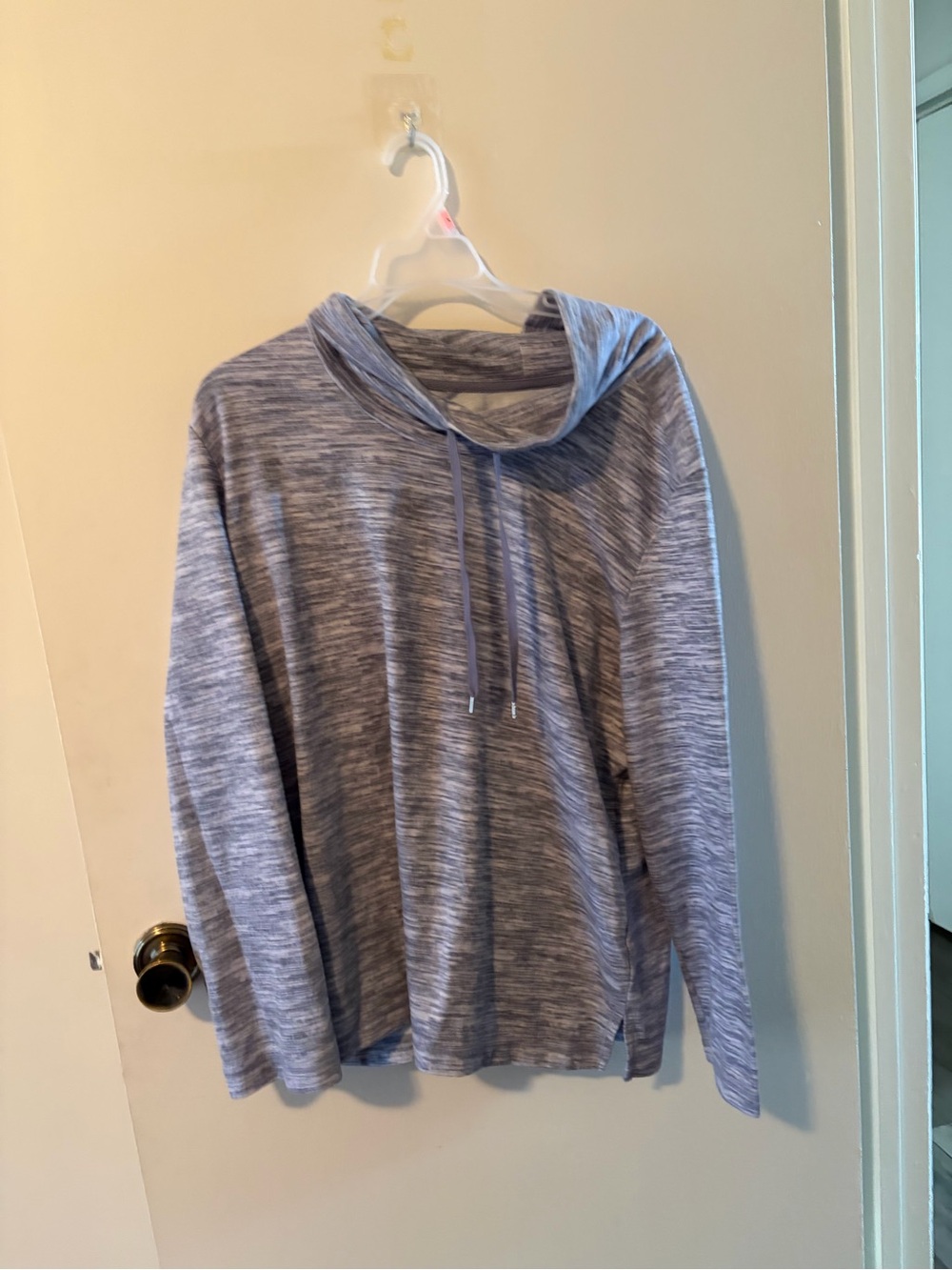 Karen Scott Heathered Light Blue Gray Cowl-Neck Pullover
